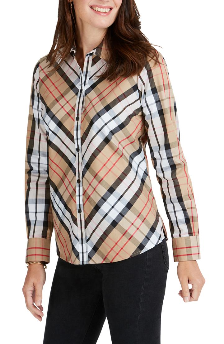 Women's Foxcroft Tina Anderson Tartan Shirt - Beige