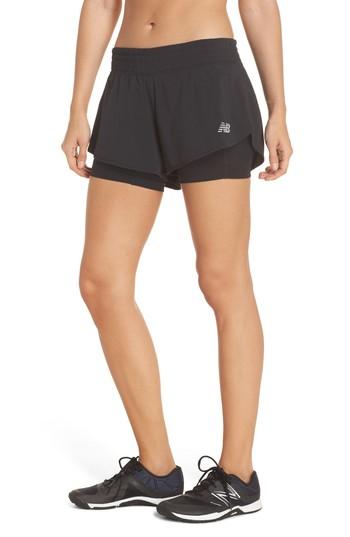 Women's New Balance Impact Layered Running Shorts - Black