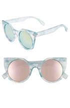 Women's Glance Eyewear 49mm Mirrored Round Sunglasses - Clear/ Blue