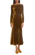 Women's Saloni Tina Cowl Back Velvet Dress - Brown