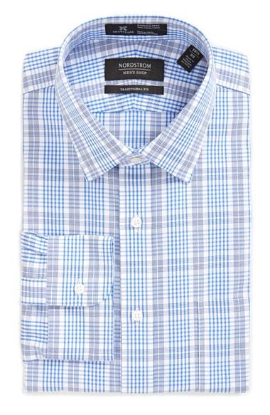 Men's Nordstrom Men's Shop Smartcare(tm) Traditional Fit Plaid Dress Shirt .5 33 - Blue