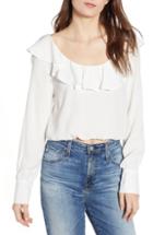 Women's Row A Ruffle Crop Top - White