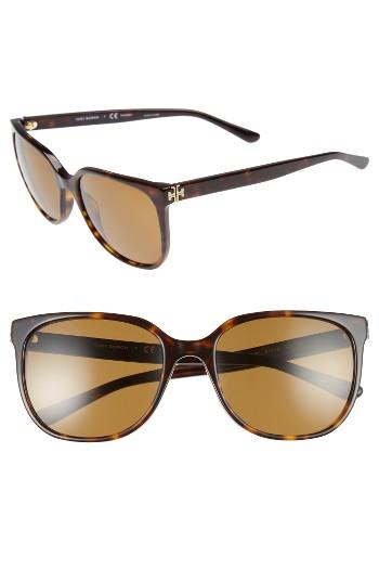 Women's Tory Burch 57mm Polarized Sunglasses - Dark Tortoise