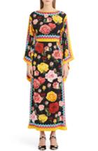 Women's Dolce & Gabbana Charm Rose Print Stretch Silk Maxi Dress Us / 42 It - Black