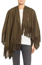 Women's La Fiorentina Fringe Fleece Wrap, Size - Green