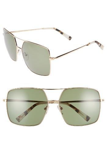 Women's Kendall + Kylie 65mm Navigator Sunglasses - Gold/ Green