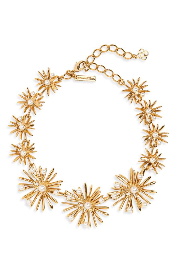 Women's Oscar De La Renta Imitation Pearl Starburst Collar Necklace