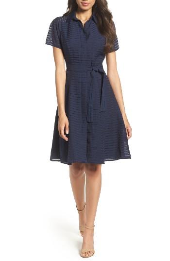 Women's Chetta B Shadow Stripe Shirtdress - Blue