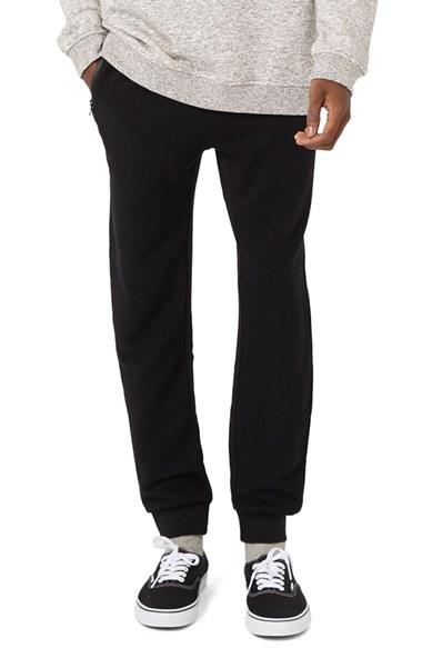 Men's Topman Ribbed Zip Pocket Jogger Pants