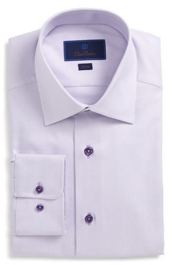 Men's David Donahue Slim Fit Check Dress Shirt .5 - 32/33 - Purple