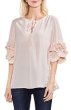 Women's Vince Camuto Ruffle Sleeve Tie Neck Blouse, Size - Pink
