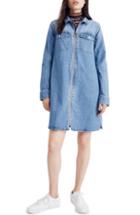 Women's Madewell Front Zip Shirtdress, Size - Blue