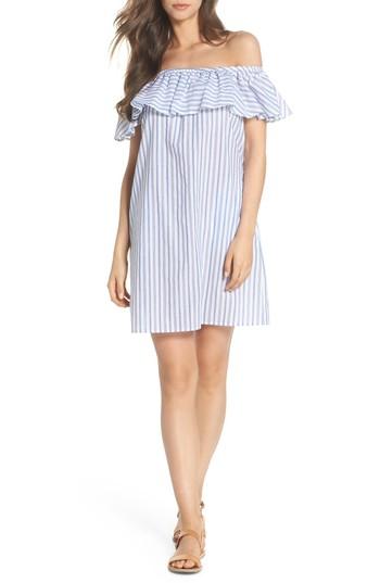 Women's Tommy Bahama Ticking Stripe Off The Shoulder Cover-up Dress