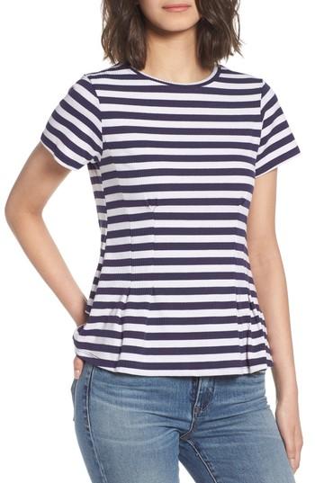 Women's Love, Fire Stripe Peplum Tee - Blue