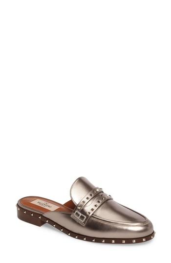 Women's Valentino Soul Rockstud Mule Us / 37eu - Metallic
