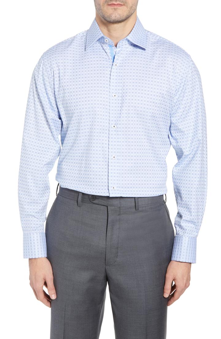 Men's English Laundry Check Regular Fit Dress Shirt .5 - 32/33 - Blue