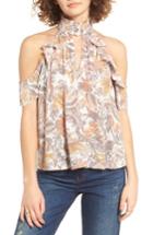Women's Sun & Shadow Smock Neck Cold Shoulder Blouse