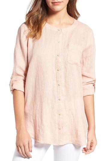 Women's Two By Vince Camuto Collarless Linen Shirt - Pink