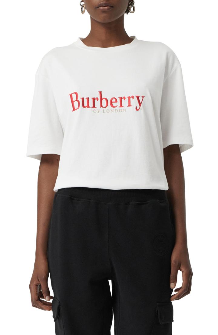 Women's Burberry Lopori Archive Logo Tee, Size - White