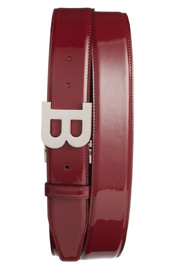 Men's Bally B Buckle Patent Leather Belt, Size - Dark Red
