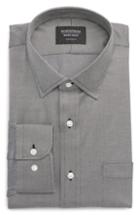 Men's Nordstrom Men's Shop Traditional Fit Solid Dress Shirt - 34/35 - Black
