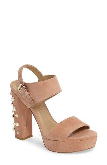 Women's Stuart Weitzman Partisan Statement Heel Sandal .5 M - Brown