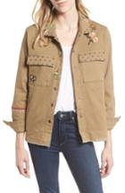 Women's Billy T Embroidery Stud Detail Cotton Twill Jacket - Green