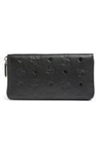 Women's Mcm Monogram Embossed Leather Wallet - Black