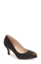 Women's Lauren Lorraine 'belinda' Crystal Embellished Peep Toe Pump .5 M - Black