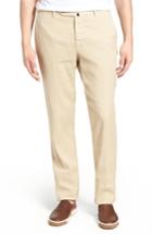 Men's Incotex Flat Front Stretch Linen & Cotton Trousers - Grey