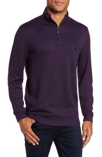 Men's Ted Baker London Valerio Quarter Zip Pullover (l) - Purple