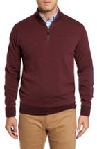 Men's Peter Millar Quarter Zip Wool Pullover, Size - Burgundy