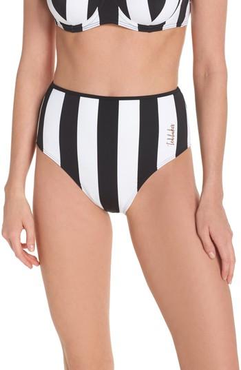 Women's Ted Baker London Monochrome High Waist Bikini Bottoms - Black