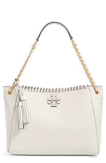 Tory Burch Mcgraw Leather Shoulder Bag - White