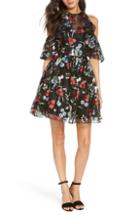 Women's Mac Duggal Cold Shoulder Embroidered Fit & Flare Dress
