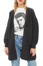 Women's Topshop Honeycomb Sleeve Oversize Cardigan Us (fits Like 0) - Grey