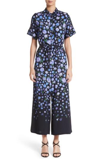 Women's Lela Rose Floral Print Wide Leg Jumpsuit - Purple