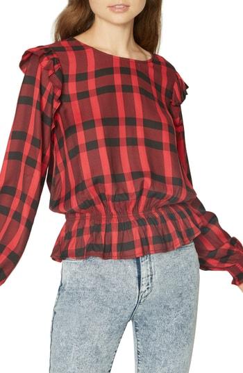 Women's Sanctuary Millie Ruffle Blouse - Burgundy