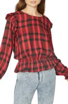 Women's Sanctuary Millie Ruffle Blouse - Burgundy
