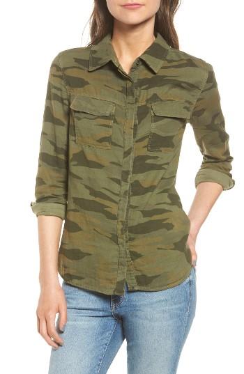 Women's Splendid Camo Double Pocket Shirt - Green