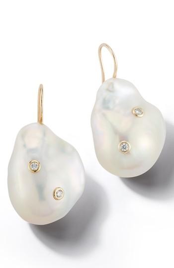 Women's Mizuki Pearl And Diamond Drop Earrings
