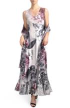 Women's Komorav Lace-up Back Maxi Dress With Shawl - Purple