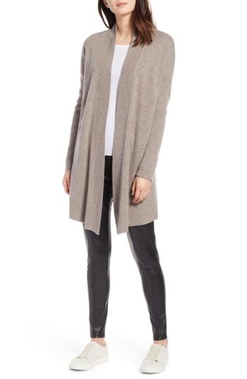 Women's Halogen Open Front Drape Cardigan /small - Brown
