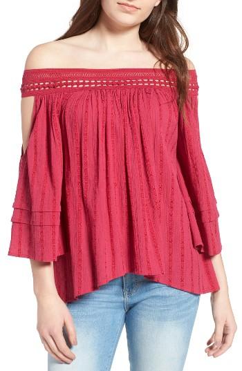 Women's Sun & Shadow Off The Shoulder Top - Pink