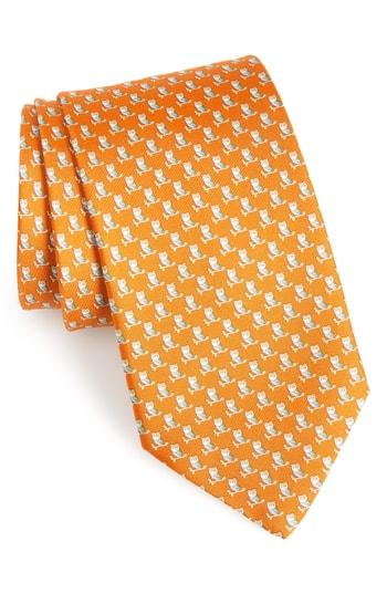 Men's Salvatore Ferragamo Fufo Print Silk Tie, Size - Orange