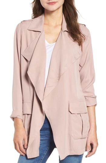 Women's Trouve Drape Front Military Jacket, Size - Pink