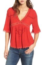 Women's Ella Moss Broderie Anglaise Top - Red