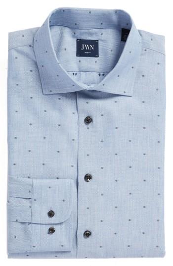 Men's John W. Nordstrom Trim Fit Dot Dress Shirt .5 - Blue