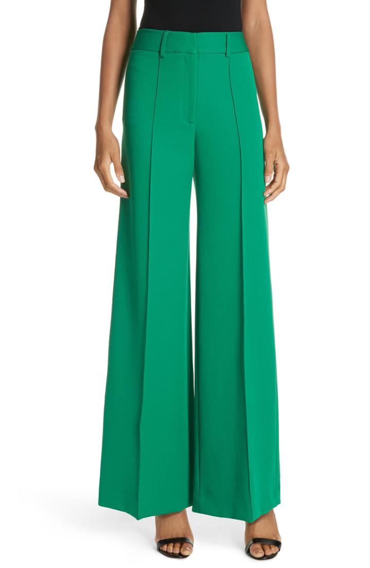 Women's Milly Hayden Stretch Crepe Pintuck Wide Leg Pants