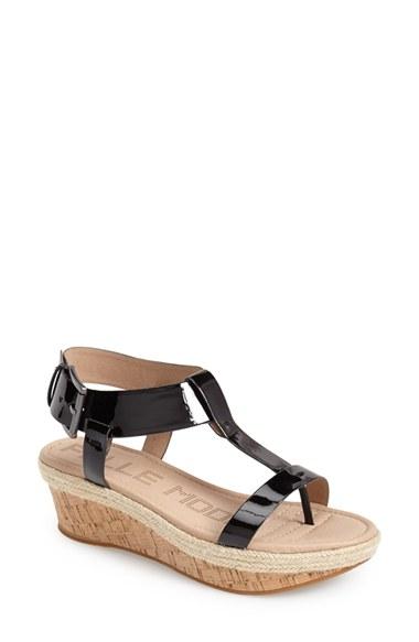 Women's Pelle Moda 'kann' Platform Wedge T-strap Sandal